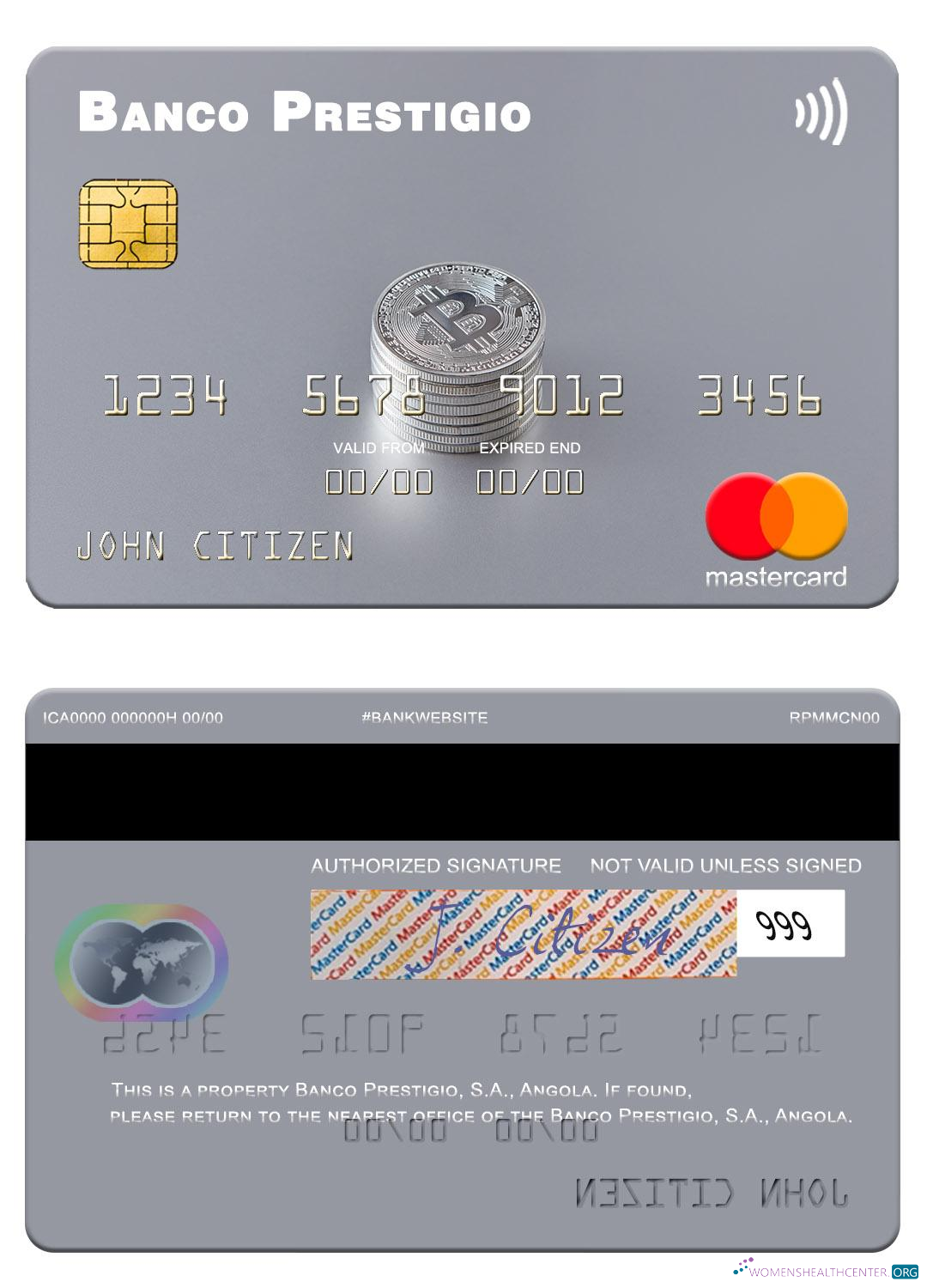 Download Angola Banco Prestigio, S.A. mastercard Photoshop template